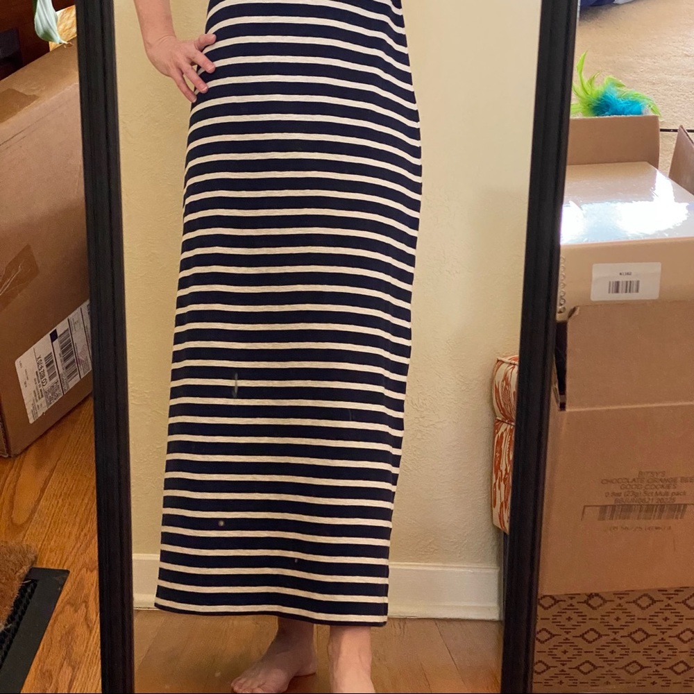 Navy & cream stripe Ann Taylor LOFT maxi dress, size M - Picture 4 of 6